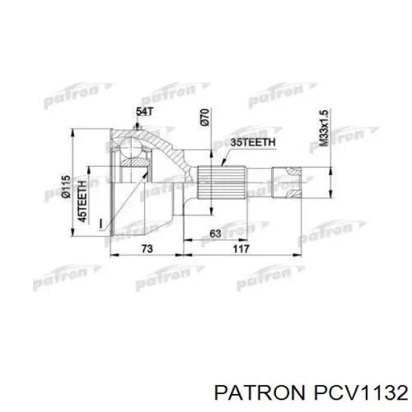 ШРУС наружный передний PCV1132 Patron