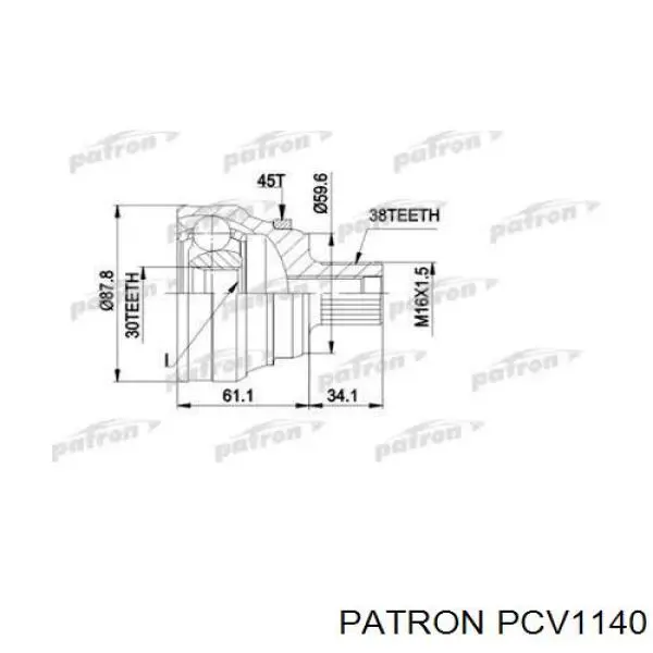 PCV1140 Patron шрус наружный передний