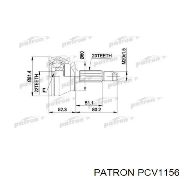 PCV1156 Patron шрус наружный передний