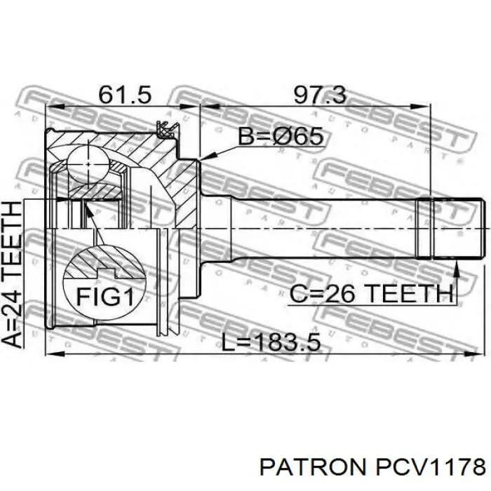 ШРУС внутренний передний PCV1178 Patron