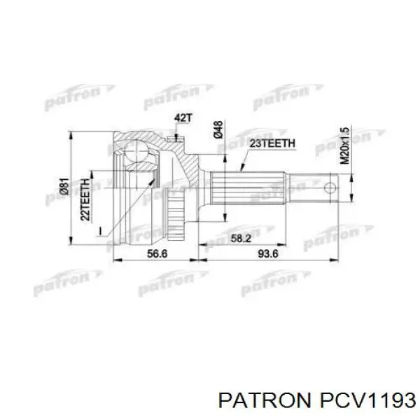 ШРУС наружный передний PCV1193 Patron