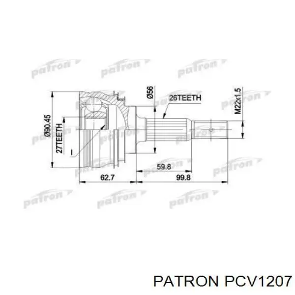 ШРУС наружный передний PCV1207 Patron