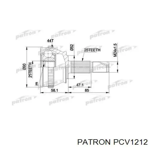 ШРУС наружный передний PCV1212 Patron