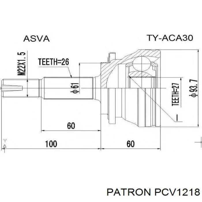 ШРУС наружный передний PCV1218 Patron