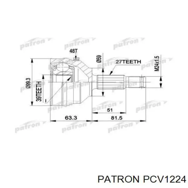 ШРУС наружный передний PCV1224 Patron