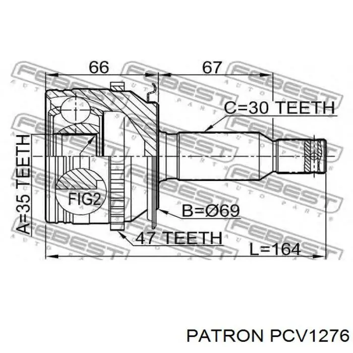 ШРУС наружный передний PCV1276 Patron