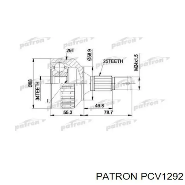 ШРУС наружный передний PCV1292 Patron