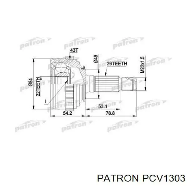 PCV1303 Patron шрус наружный передний