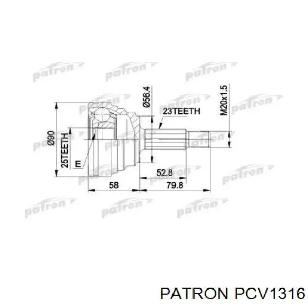 ШРУС наружный передний PCV1316 Patron