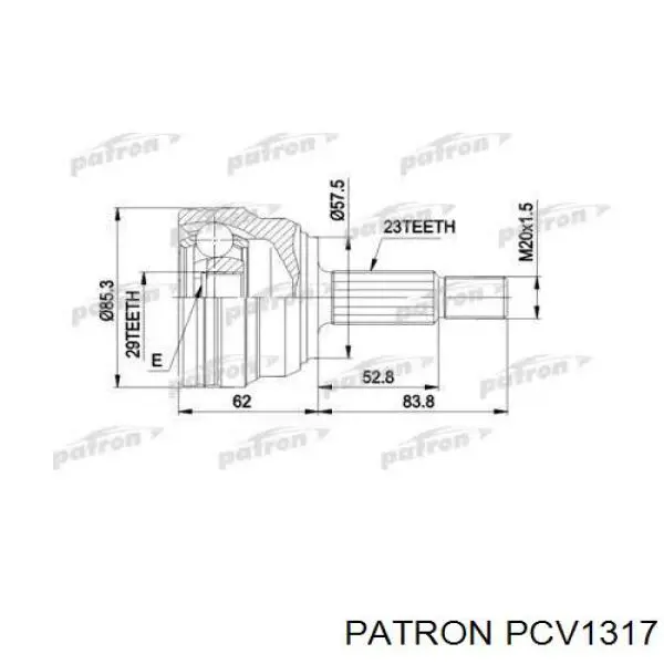 ШРУС наружный передний PCV1317 Patron