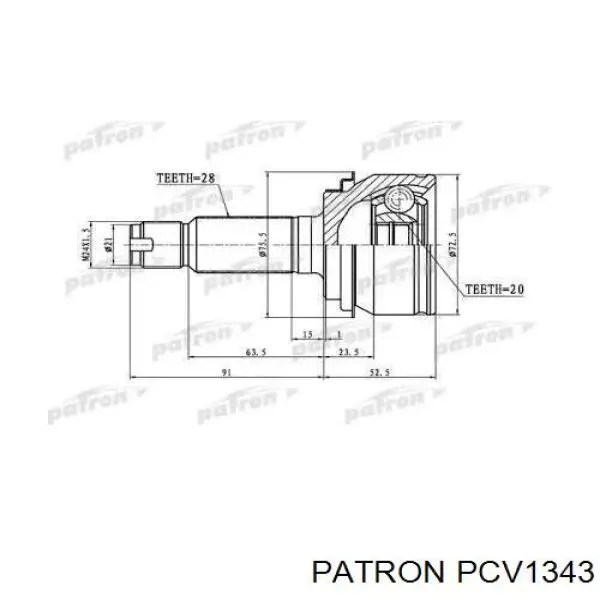 ШРУС наружный задний PCV1343 Patron