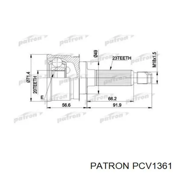 ШРУС наружный передний PCV1361 Patron