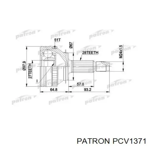 ШРУС наружный передний PCV1371 Patron