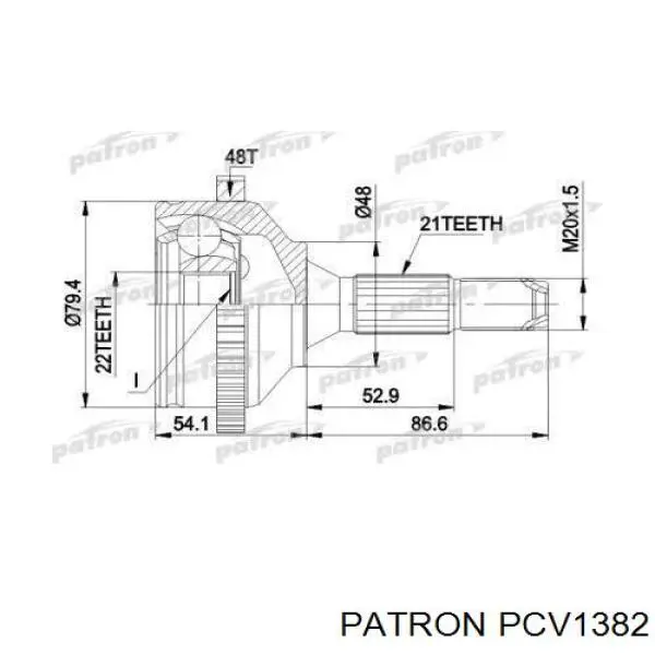 Полуось (привод) передняя левая PCV1382 Patron