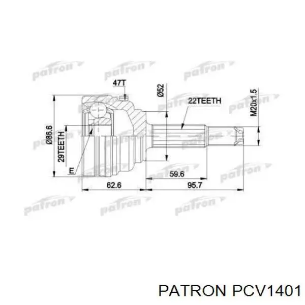 PCV1401 Patron шрус наружный передний