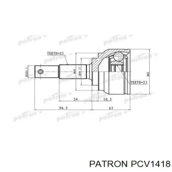 ШРУС наружный передний правый PCV1418 Patron