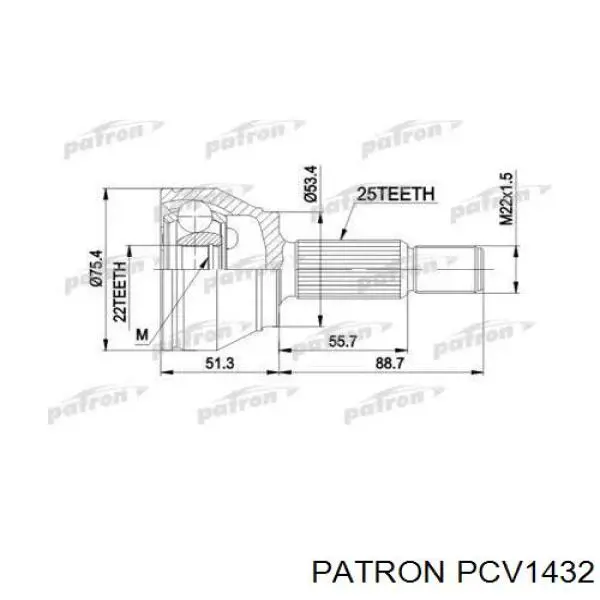 PCV1432 Patron шрус наружный передний