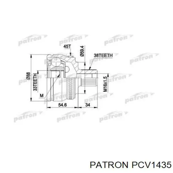 ШРУС наружный передний PCV1435 Patron