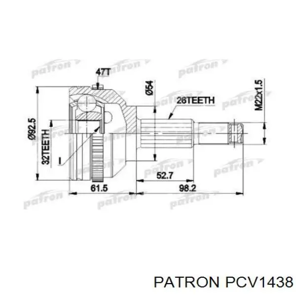 ШРУС наружный передний PCV1438 Patron