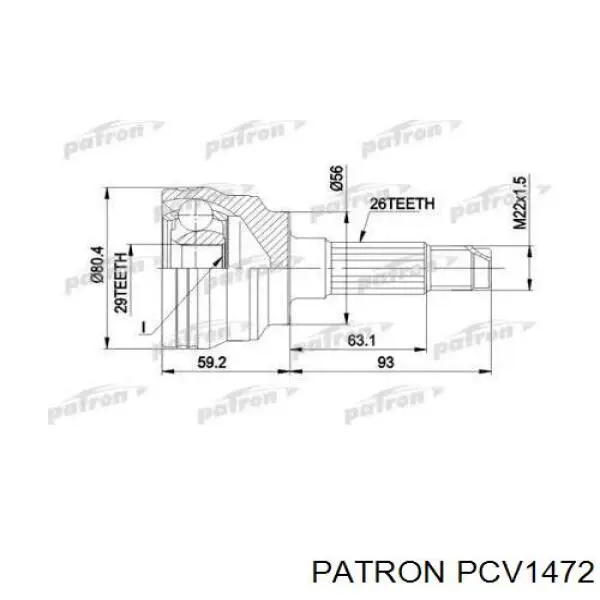 PCV1472 Patron шрус наружный передний