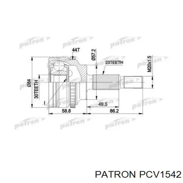 PCV1542 Patron шрус наружный передний