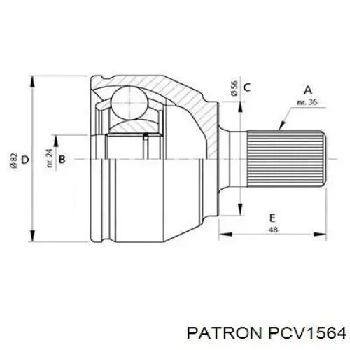 PCV1564 Patron шрус наружный передний