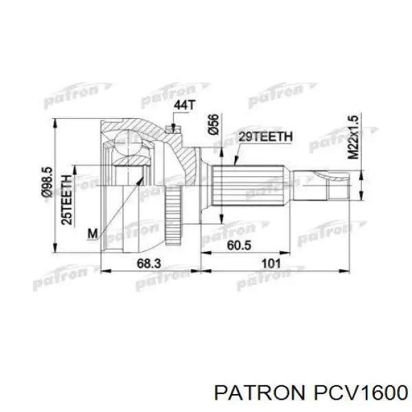 ШРУС наружный передний PCV1600 Patron