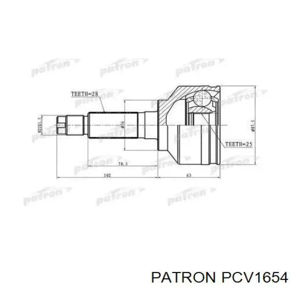 ШРУС наружный передний PCV1654 Patron