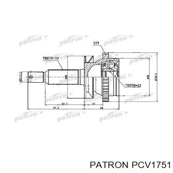 ШРУС наружный задний PCV1751 Patron