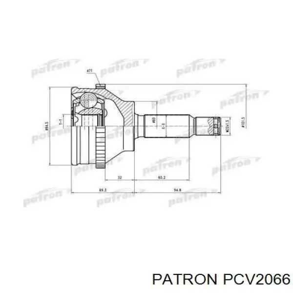 PCV2066 Patron шрус наружный передний