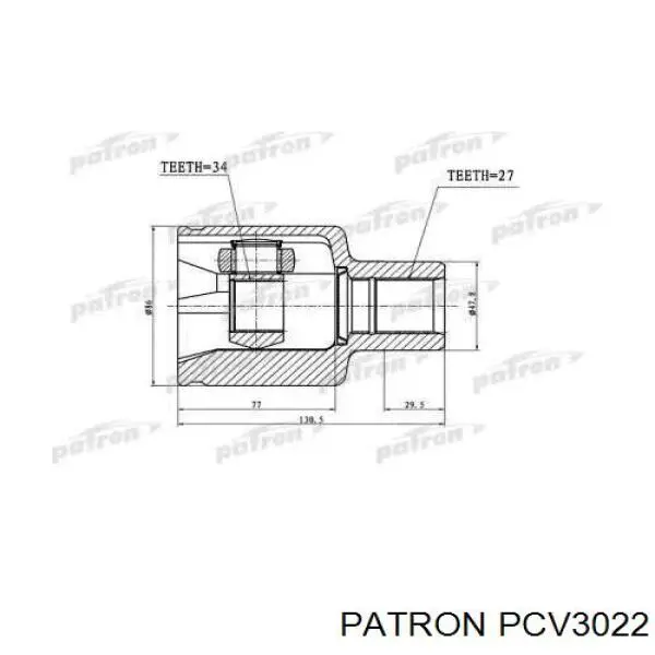 ШРУС внутренний передний PCV3022 Patron