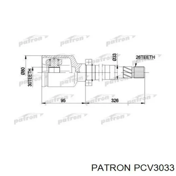 Пыльник ШРУСа передней полуоси внутренний правый PATRON PCV3033