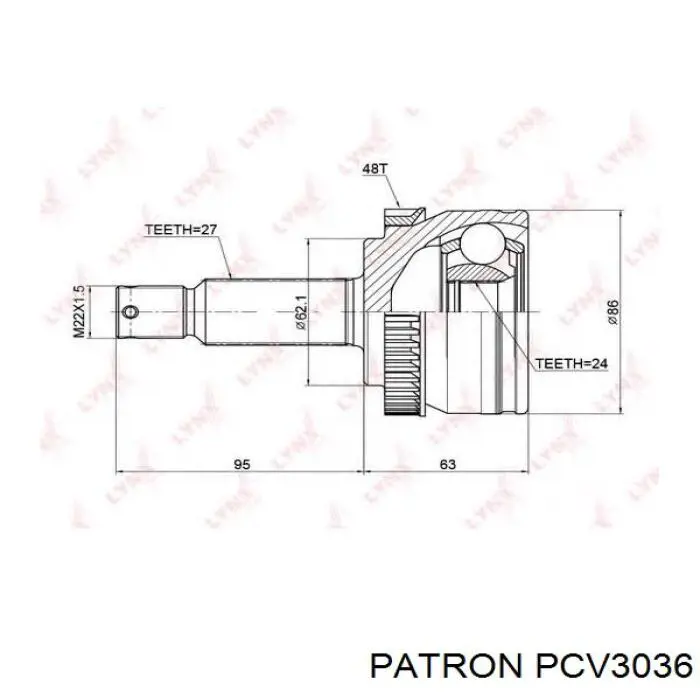 PCV3036 Patron шрус наружный передний