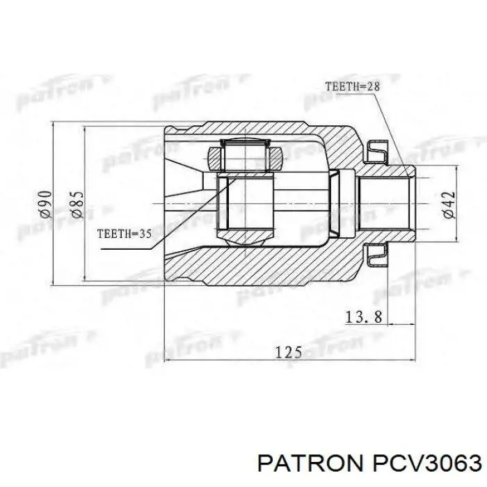 PCV3063 Patron шрус внутренний передний правый