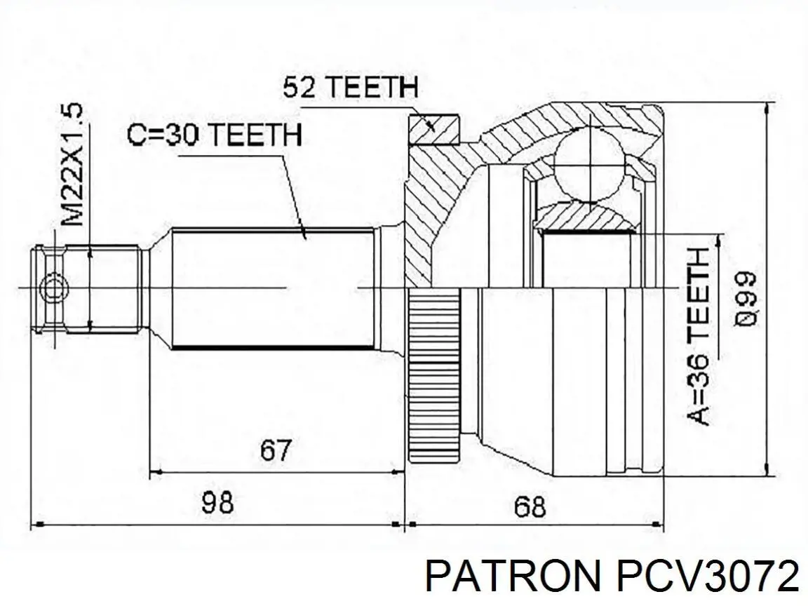 ШРУС наружный передний PCV3072 Patron