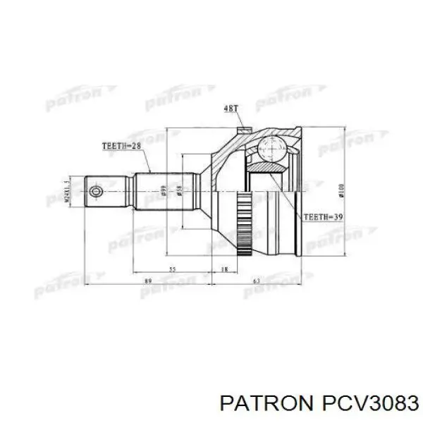 PCV3083 Patron полуось (привод передняя левая)