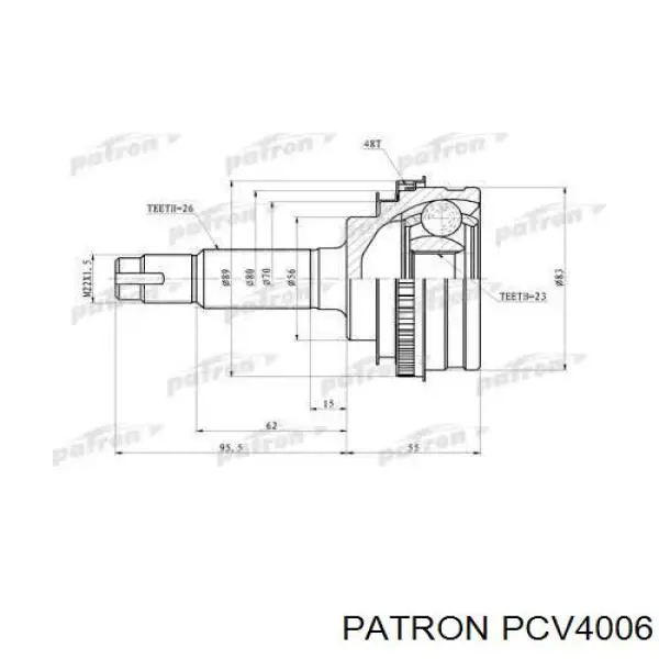 PCV4006 Patron junta homocinética externa dianteira