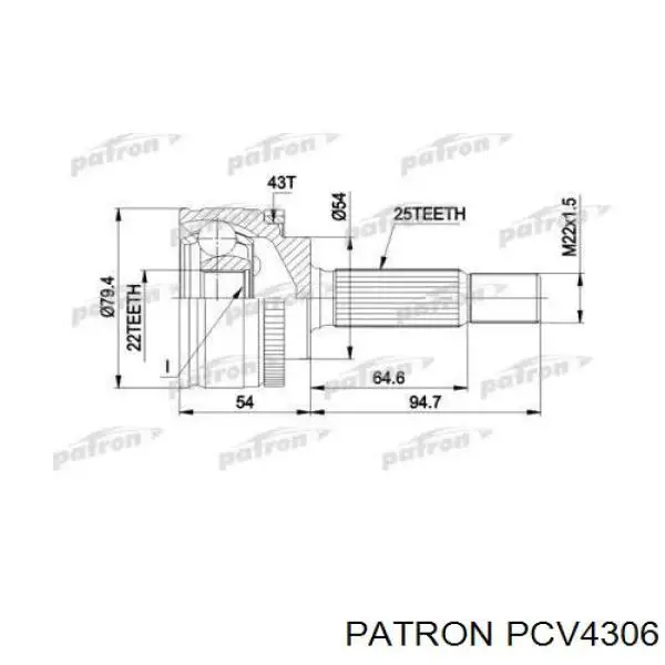 ШРУС наружный передний PCV4306 Patron