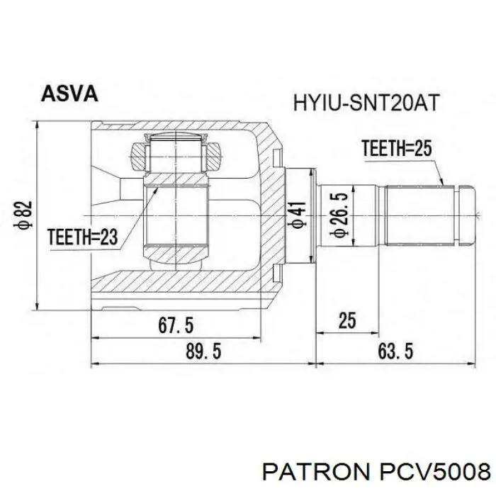 ШРУС внутренний передний PCV5008 Patron