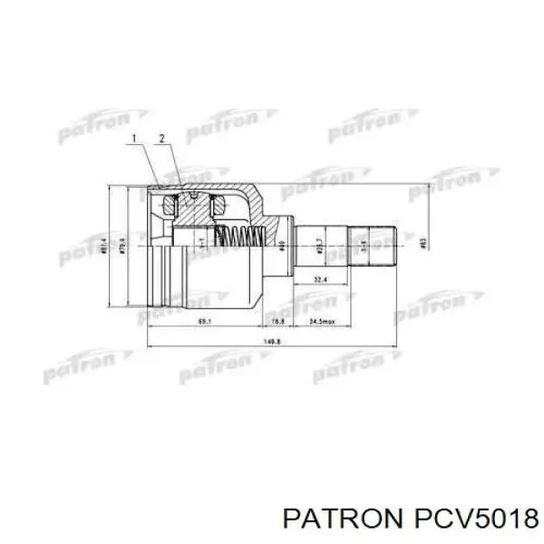 ШРУС внутренний передний PATRON PCV5018