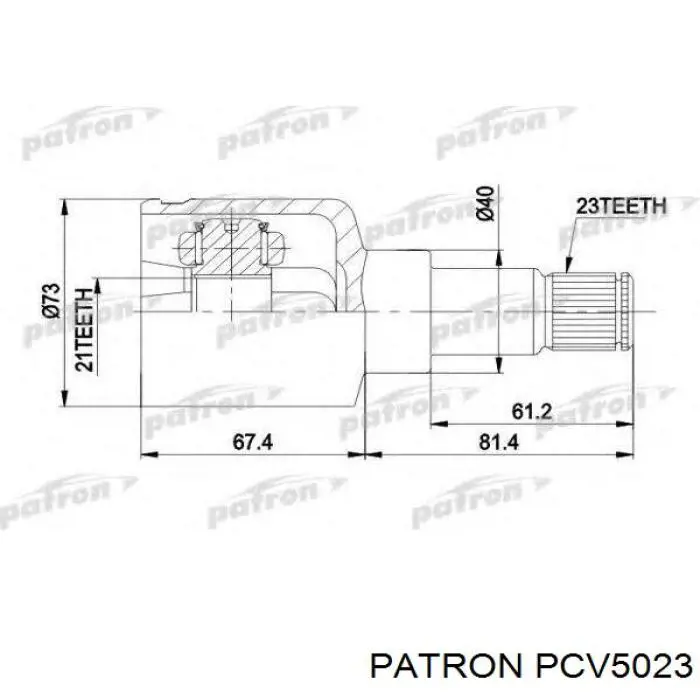 ШРУС внутренний передний левый PCV5023 Patron