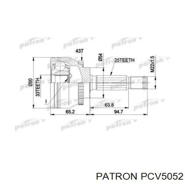 ШРУС наружный передний PCV5052 Patron