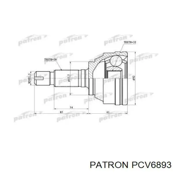 ШРУС наружный передний/задний PCV6893 Patron