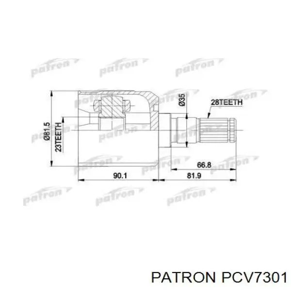 ШРУС внутренний передний левый DCV634032 Dynamatrix