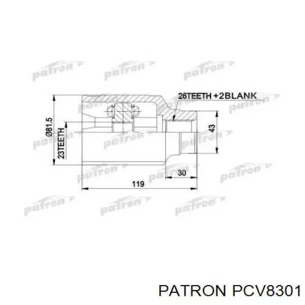 PCV8301 Patron шрус внутренний передний правый