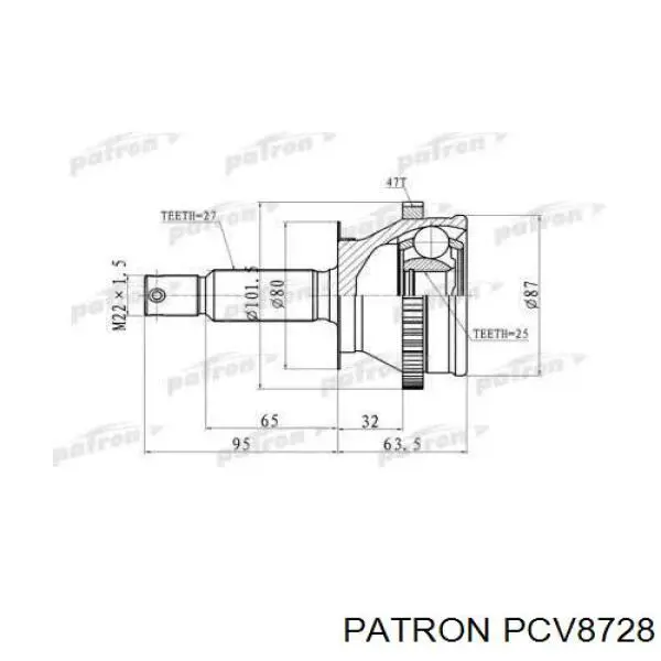 ШРУС наружный передний PCV8728 Patron