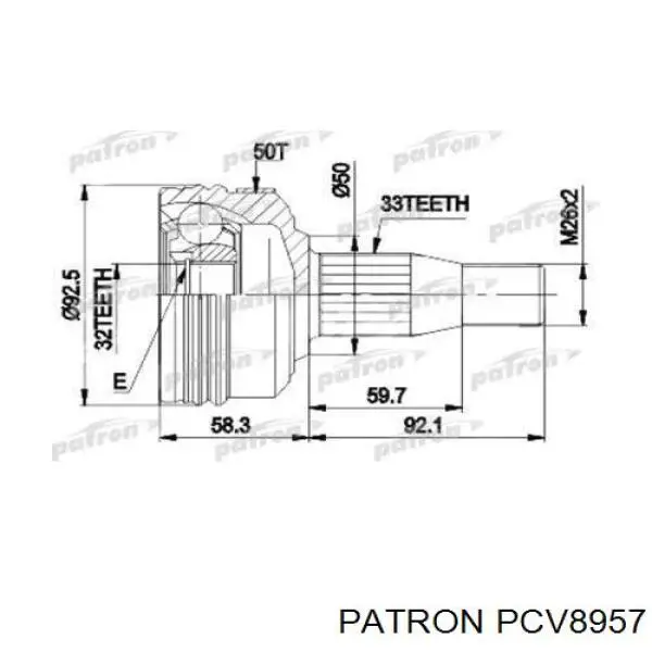 ШРУС наружный PATRON PCV8957
