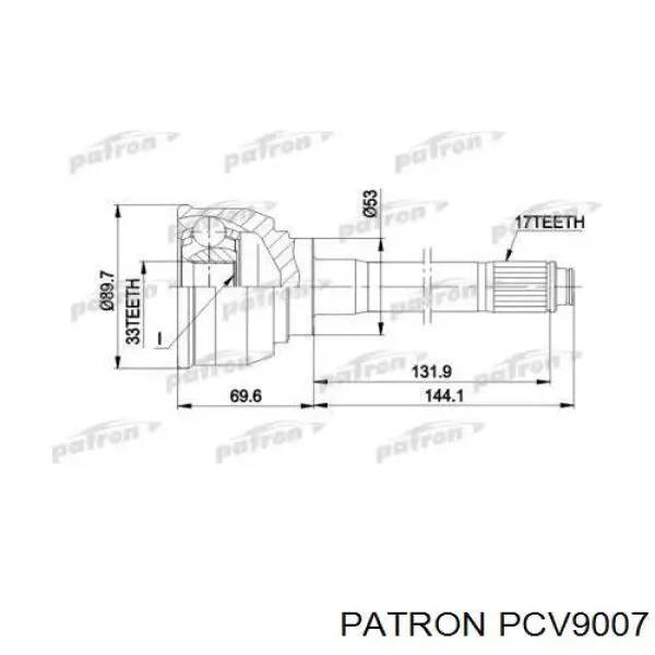 PCV9007 Patron шрус наружный передний