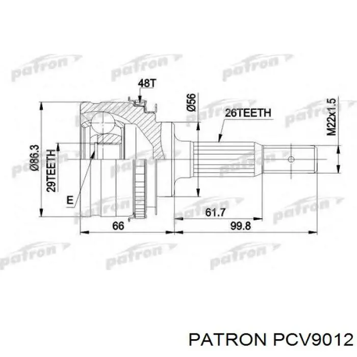 ШРУС наружный PATRON PCV9012