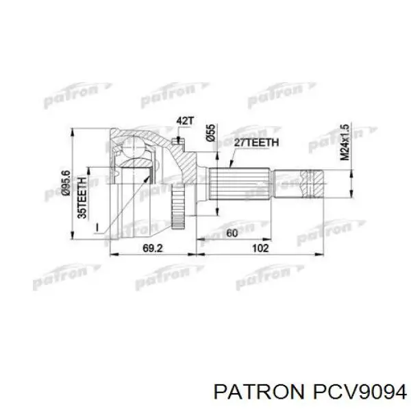 ШРУС наружный передний PCV9094 Patron